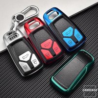 Silikon Leder-Look Schlüssel Cover passend für Audi Schlüssel rosa SEK13-AX6-10
