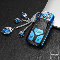 Silikon Leder-Look Schlüssel Cover passend für Audi Schlüssel blau SEK13-AX6-4
