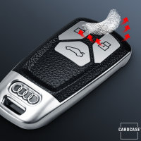 Silikon Leder-Look Schlüssel Cover passend für Audi Schlüssel blau SEK13-AX6-4