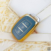 Coque de clé de voiture en TPU brillant (SEK18/2) compatible avec Hyundai clés - bleu