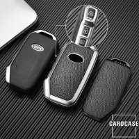 Silikon Leder-Look Schlüssel Cover passend für Kia Schlüssel silber SEK13-K8-15