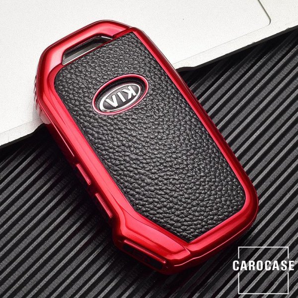 Coque de protection en silicone pour voiture Kia clé télécommande K8 rouge
