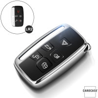 Silicone key fob cover case fit for Land Rover, Jaguar LR2 remote key silver