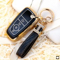 Glossy TPU Schlüsselhülle / Schutzhülle (SEK18/2) passend für Ford Schlüssel - schwarz
