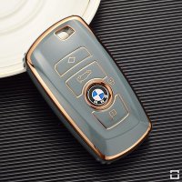Coque de clé de voiture en TPU brillant (SEK18) compatible avec BMW clés - bleu