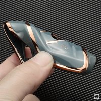 Coque de clé de voiture en TPU brillant (SEK18) compatible avec BMW clés - noir