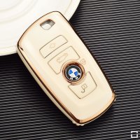 Coque de clé de voiture en TPU brillant (SEK18) compatible avec BMW clés - noir