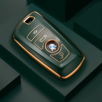 Coque de clé de voiture en TPU brillant (SEK18) compatible avec BMW clés - vert foncé