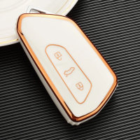 Glossy TPU key cover (SEK18) for Volkswagen, Skoda, Seat keys - beige