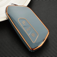 Glossy TPU Schlüsselhülle / Schutzhülle (SEK18) passend für Audi Schlüssel  blau