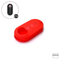 Coque de protection en silicone pour voiture Fiat clé télécommande FT2 rouge