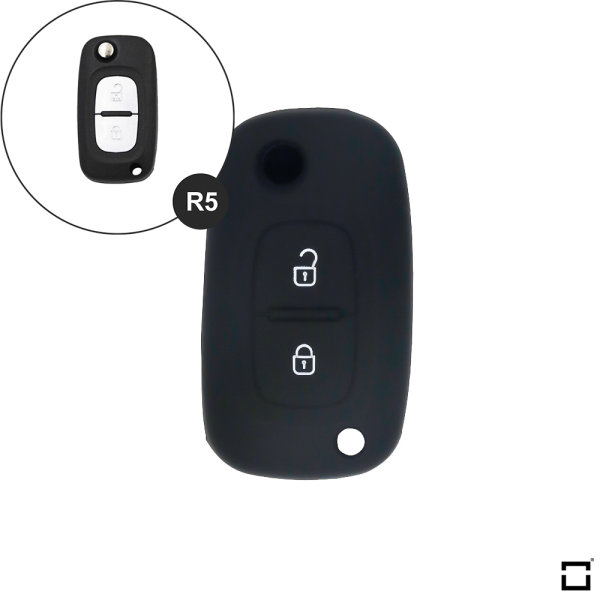 Silikon Schutzhülle / Cover passend für Renault Autoschlüssel R5 schwarz