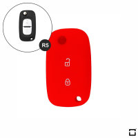 Silikon Schutzhülle / Cover passend für Renault Autoschlüssel R5 rot