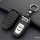 Silikon Carbon-Look Schlüssel Cover passend für Audi Schlüssel schwarz SEK3-AX4 (Schutzhülle + Silikon Karabiner KRB21)
