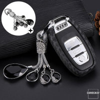 Silikon Carbon-Look Schlüssel Cover passend für Audi Schlüssel schwarz SEK3-AX4-1
