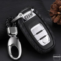 Silikon Carbon-Look Schlüssel Cover passend für Audi Schlüssel schwarz SEK3-AX4-1