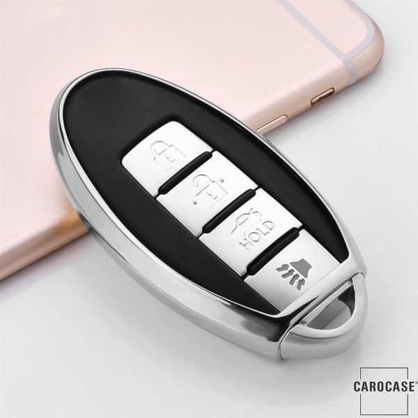 Silicone key fob cover case fit for Nissan N5, N6, N7, N8, N9 remote key silver