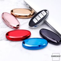 Glossy Silikon Schutzhülle / Cover passend für Nissan Autoschlüssel N5, N6, N7, N8, N9 silber
