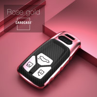 Glossy Carbon-Look Schlüssel Cover passend für Audi Schlüssel rosa SEK14-AX6-10
