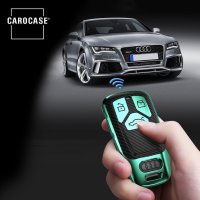 Glossy Carbon-Look Schlüssel Cover passend für Audi Schlüssel grün SEK14-AX6-23