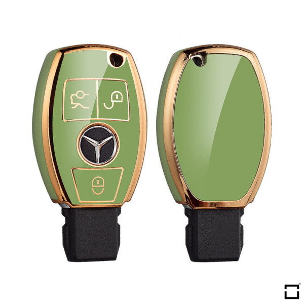 Glossy TPU Schlüsselhülle / Schutzhülle (SEK18) passend für Mercedes-Benz Schlüssel - grün