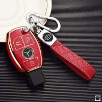 Coque de clé de voiture en TPU brillant (SEK18) compatible avec Mercedes-Benz clés - rouge