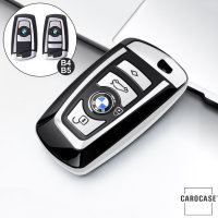 Coque de protection en silicone pour voiture BMW clé télécommande B4, B5 argent