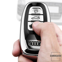 Coque de protection en silicone pour voiture Audi clé télécommande AX4 argent