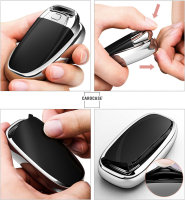 Black-Glossy Silikon Schutzhülle passend für  Schlüssel rot SEK7-AX4-3