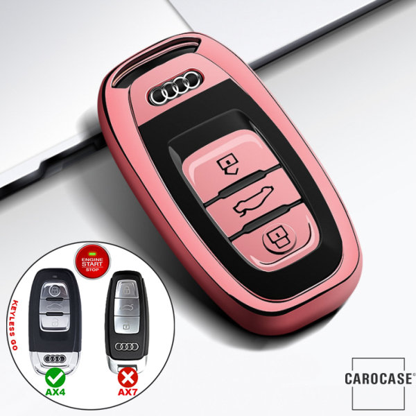 Silicone key fob cover case fit for Audi AX4 remote key rose