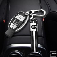 Silikon Leder-Look Schlüssel Cover passend für Mercedes-Benz Schlüssel silber SEK13-M7-15