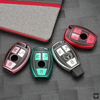 Silikon Leder-Look Schlüssel Cover passend für Mercedes-Benz Schlüssel rosa SEK13-M7-10