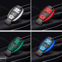 Silikon Leder-Look Schlüssel Cover passend für Mercedes-Benz Schlüssel grün SEK13-M7-23