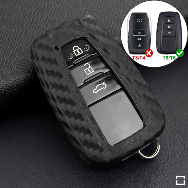 Silikon Carbon-Look Schlüssel Cover passend für Toyota Schlüssel schwarz SEK3-T6-1