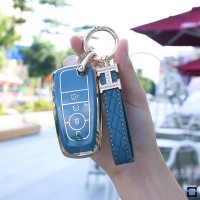 Glossy TPU Schlüsselhülle / Schutzhülle (SEK18/2) passend für Ford Schlüssel - blau