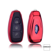 Glossy Silikon Schutzhülle / Cover passend für Ford Autoschlüssel F5 rot