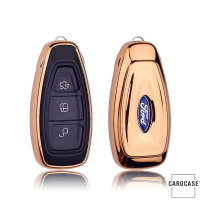 Glossy Silikon Schutzhülle / Cover passend für Ford Autoschlüssel F5 gold