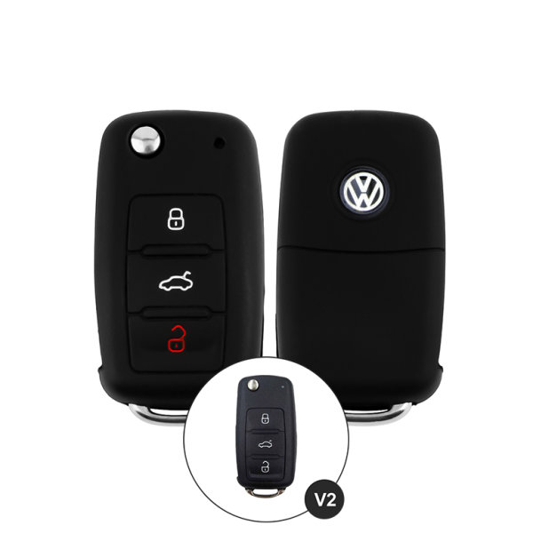 silicona funda para llave de Volkswagen, Skoda, Seat V2 negro