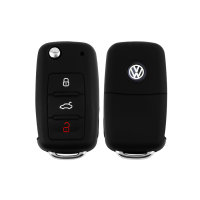 Silikon Schutzhülle / Cover passend für Volkswagen, Skoda, Seat Autoschlüssel V2 schwarz