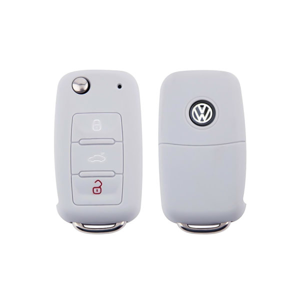 Silicone key fob cover case fit for Volkswagen, Skoda, Seat V2 remote key grey
