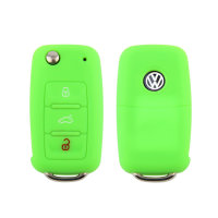 Cover Guscio / Copri-chiave silicone compatibile con Volkswagen, Skoda, Seat V2 verde (illuminante)