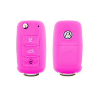 Silicone key fob cover case fit for Volkswagen, Skoda, Seat V2 remote key rose