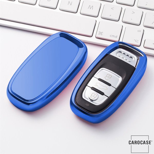 Silicone key fob cover case fit for Audi AX4 remote key blue