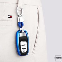 Coque de protection en silicone pour voiture Audi clé télécommande AX4 bleu