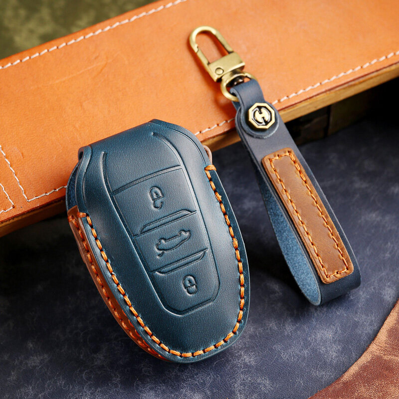 Læderetui til Citroen / Opel / Peugeot / Toyota bilnøgler (type P2) | Carocase Premium Premium læderetui - Detaljeret visning 2