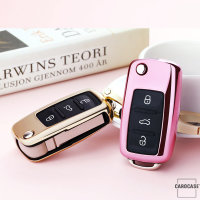 Coque de clé de voiture en TPU brillant (SEK2) compatible avec Volkswagen, Skoda, Seat clés - or