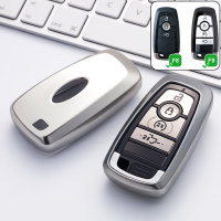 Silicone key fob cover case fit for Ford F8, F9 remote key silver