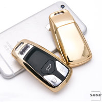 Glossy Silikon Schutzhülle / Cover passend für Audi Autoschlüssel AX6 gold