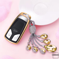 Silicone key fob cover case fit for Audi AX6 remote key gold