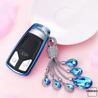 Glossy Silikon Schutzhülle / Cover passend für Audi Autoschlüssel AX6 blau